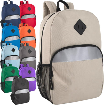 Bulk Kids Reflective Backpack Wholesale 24 Pack Backpacks with Side Pockets, Padded (10 Colors Pack)