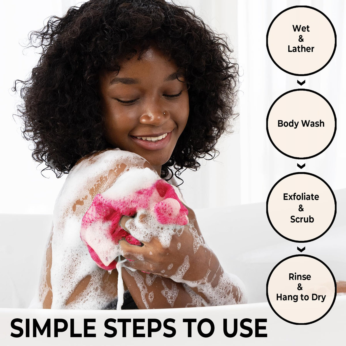 African Net Sponge Authentic - Back Scrub Exfoliating Net Sponge with Knots - 2 Pieces African Bath Sponges for Body