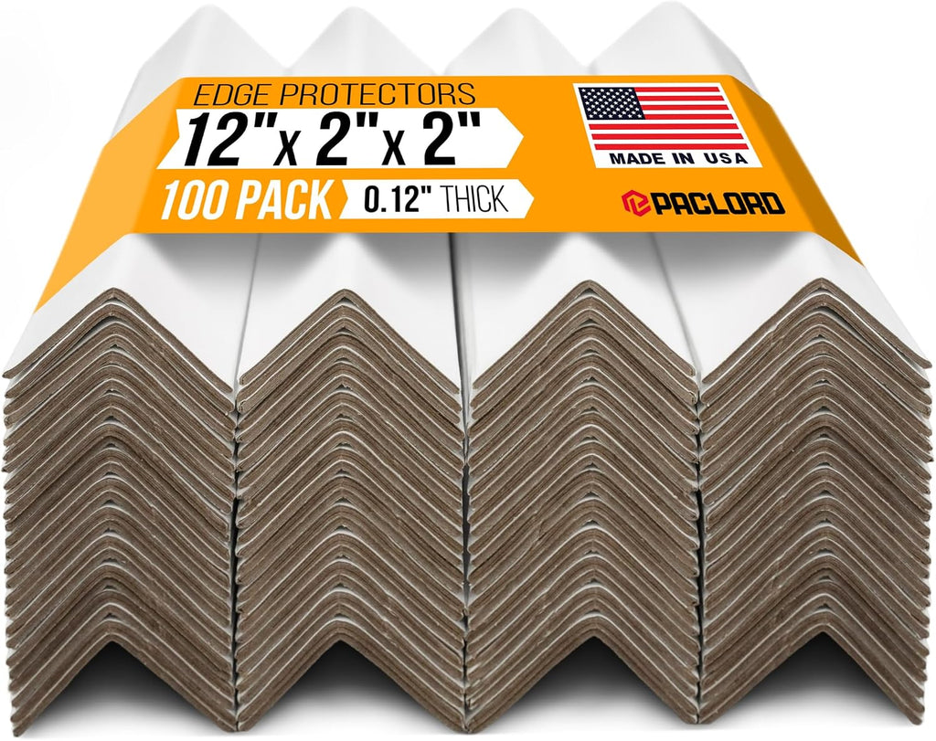 12" x 2" x 2" Cardboard Edge Protectors, 0.12" Thick, Pack of 100