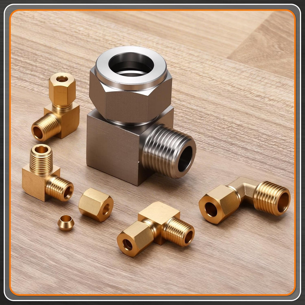 Brass Compression Tube Pipe Fitting 90 Degree Elbow 3/8"OD Adapter
