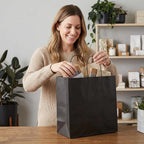 Large Black Kraft Paper Gift Bags with Handles, 13x7x13 Inch, 100Pack