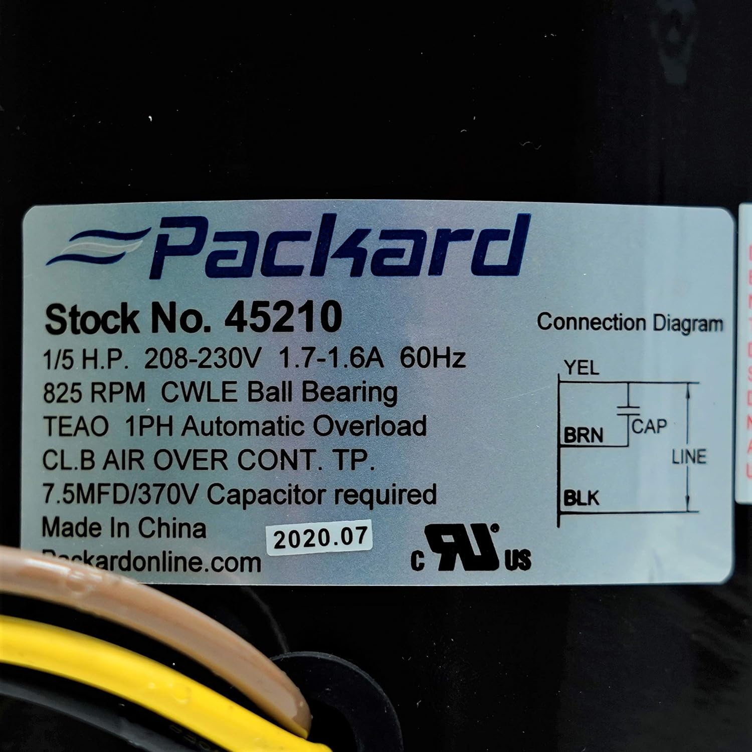45210 Condenser Fan Motor Replacement for Carrier HC37GE210 1/5hp 825 RPM