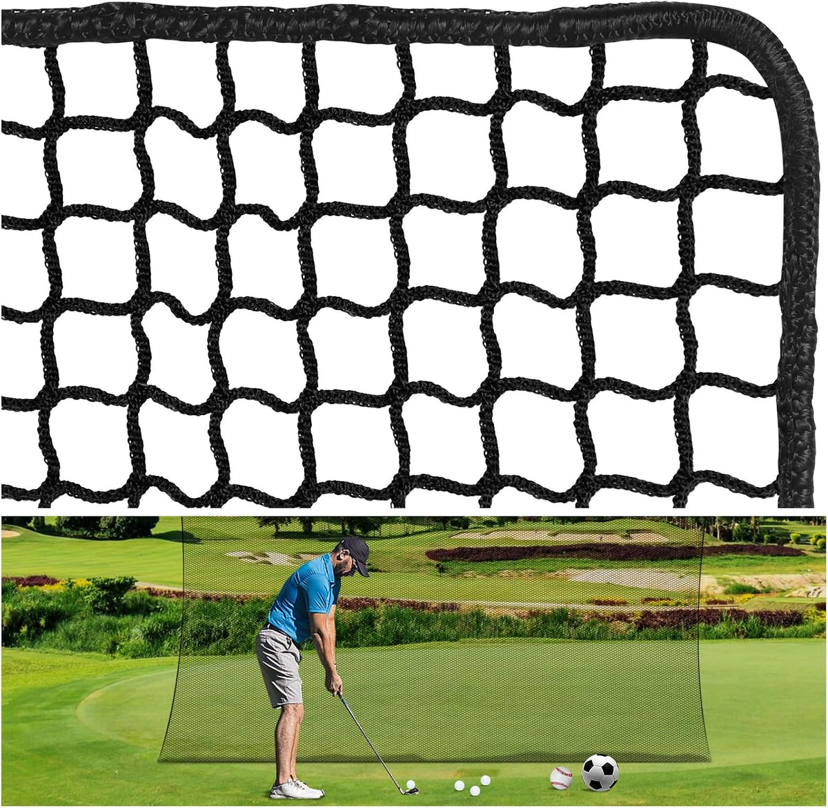 Golf Practice Net, 10Ft/15Ft/20Ft Golf Hitting Nets Heavy Duty Nylon Golf Netting for Garage Backyard