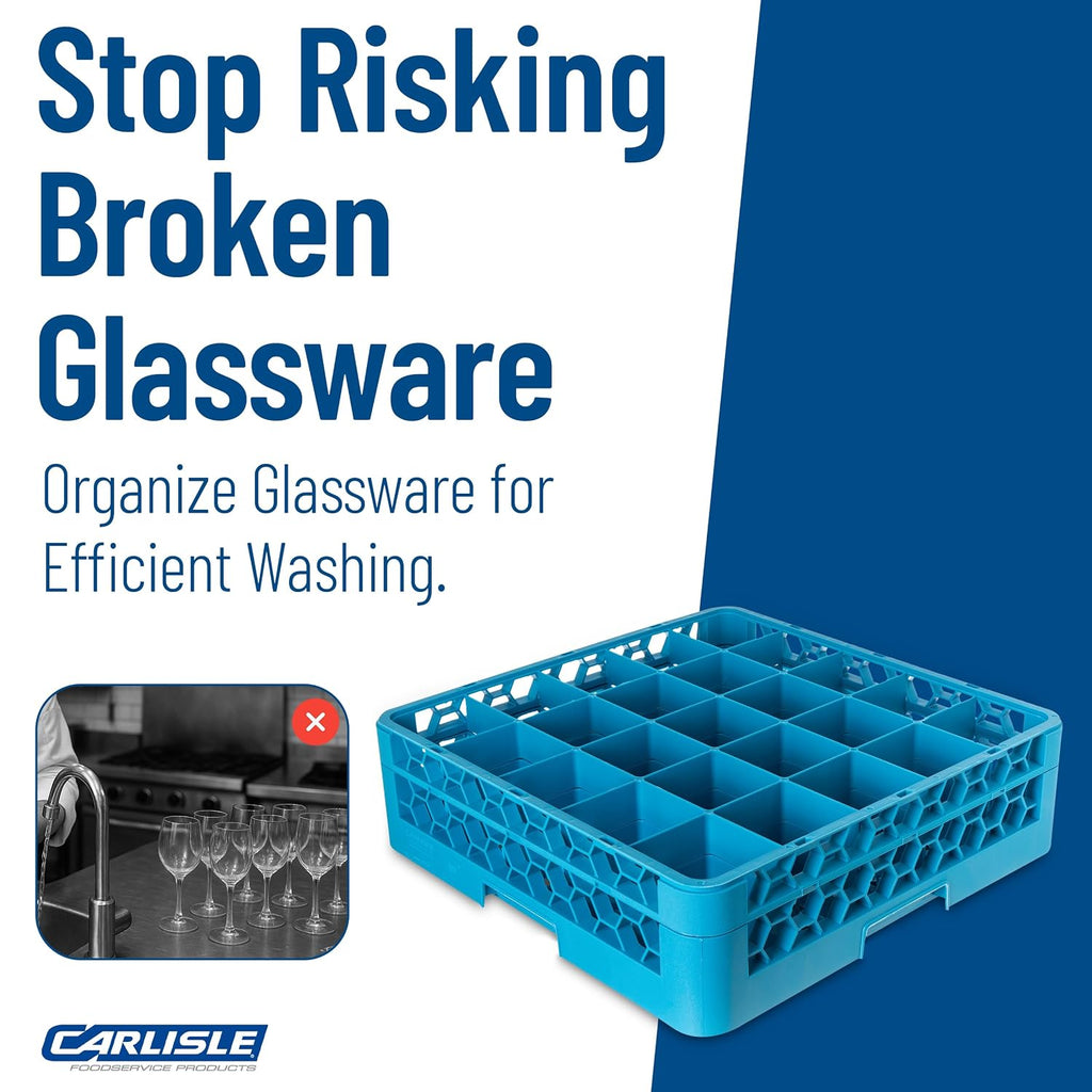 Opticlean 25-Compartment Glass Rack with 1 Extender, Blue , 5.56"