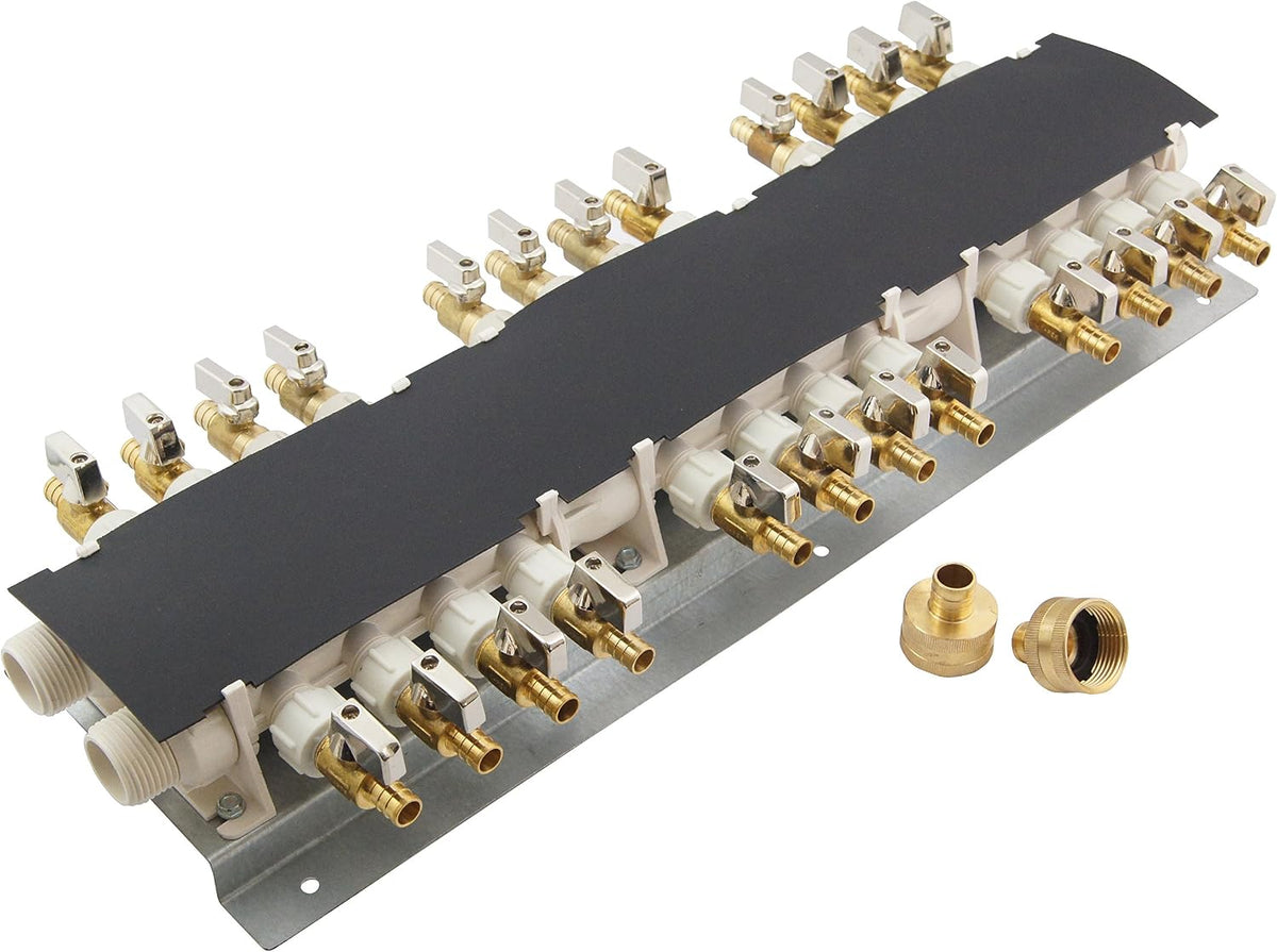 Apollo PEX 6907924CP 24 Port PEX Manifold (3/4-inch Inlets, 1/2-inch Outlets) with Shutoff Valves