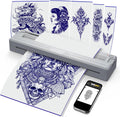 New Tattoo Stencil Printer - Wireless Bluetooth Thermal Kit with 10 Transfer Papers, Fits Custom-Size A4-A8 Width