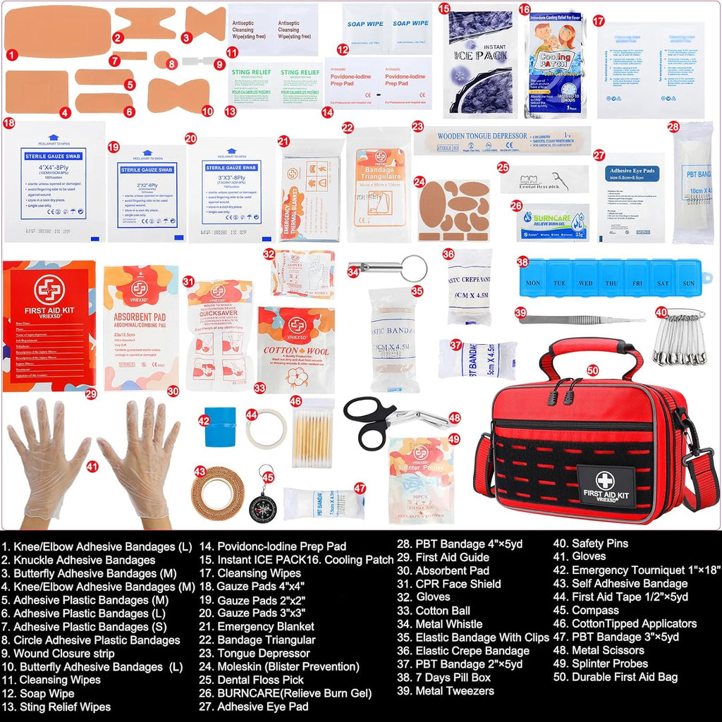 Premium 450 Piece Large First Aid Kit for Home, Travel, Camping, Car, Hiking & Outdoor Emergencies - Emergency