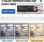 hykolity 4FT LED Vapor Tight Light, 40/50/60W Vapor Light Fixture, 130LM/W