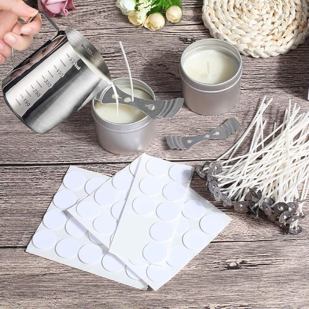Candle Making Kit, Candle Make Pouring Pot and Wicks | 304 Stainless Steel Melting Pot, Candle Wicks, Wicks Sticker &