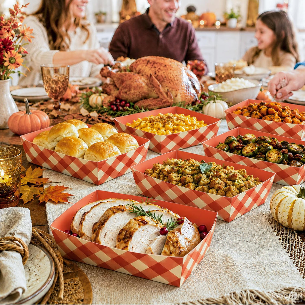 Fall Paper Food Trays, Fall Disposable Paper Plates - 50 Pack