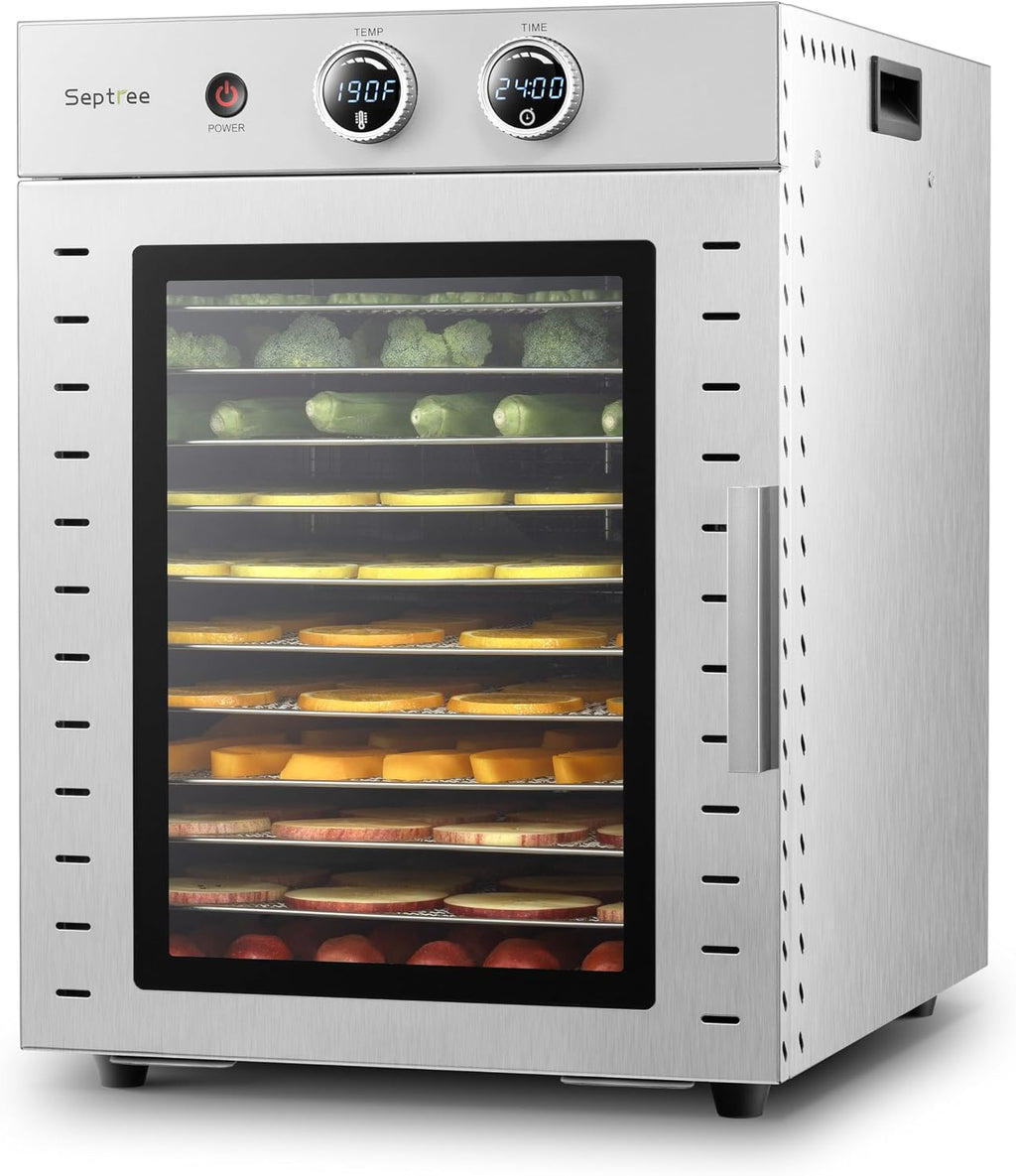 Food Dehydrators Machine with 12 Stainless Steel Trays with Timer Setting Temperature Adjusted 68 ℉ to 194 ℉ Dryer