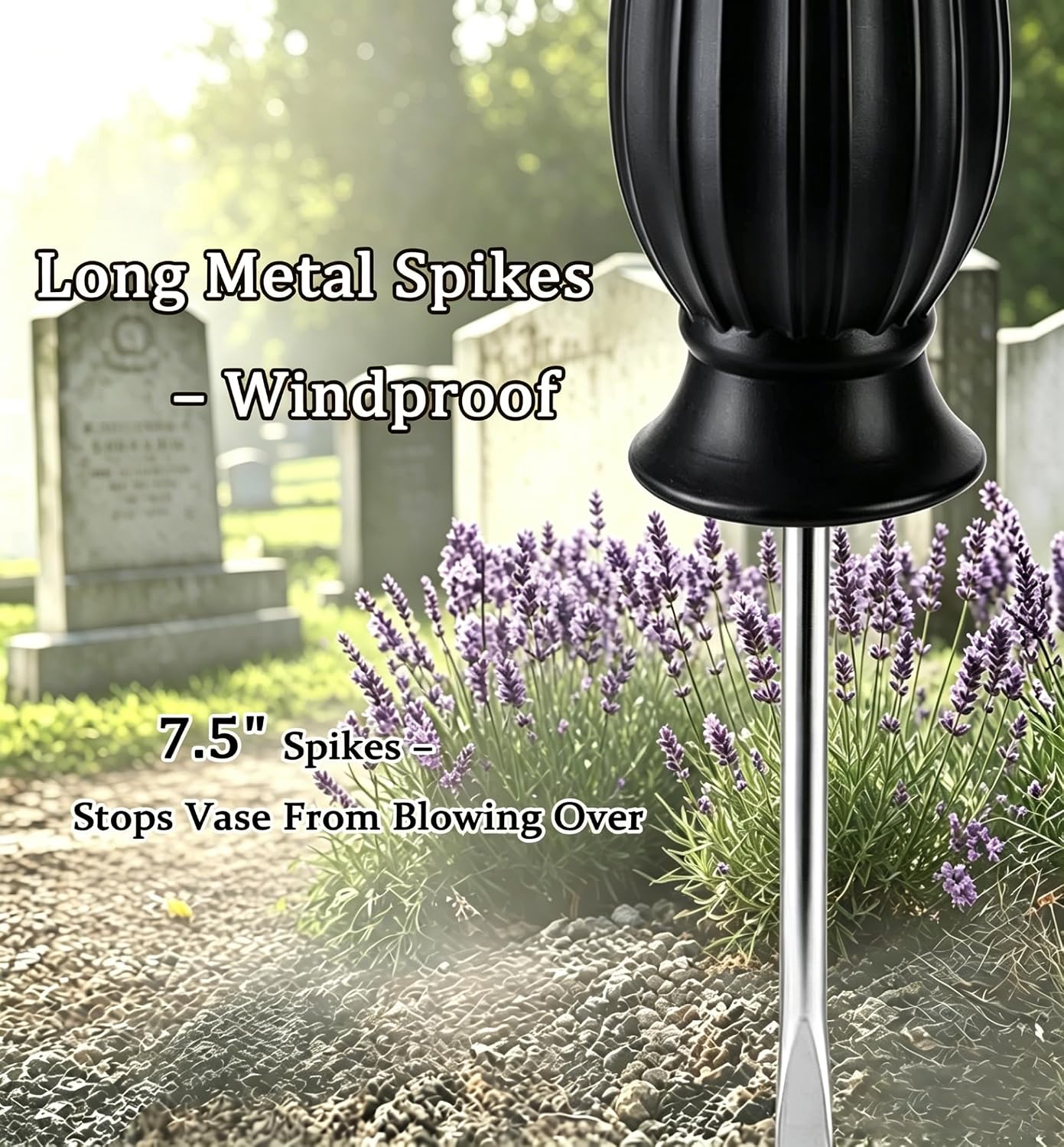 Grave Vases for Cemetery with Metal Spikes and Drainage Holes,Cemetery Vases for Headstones Memorial Gifts Loss of