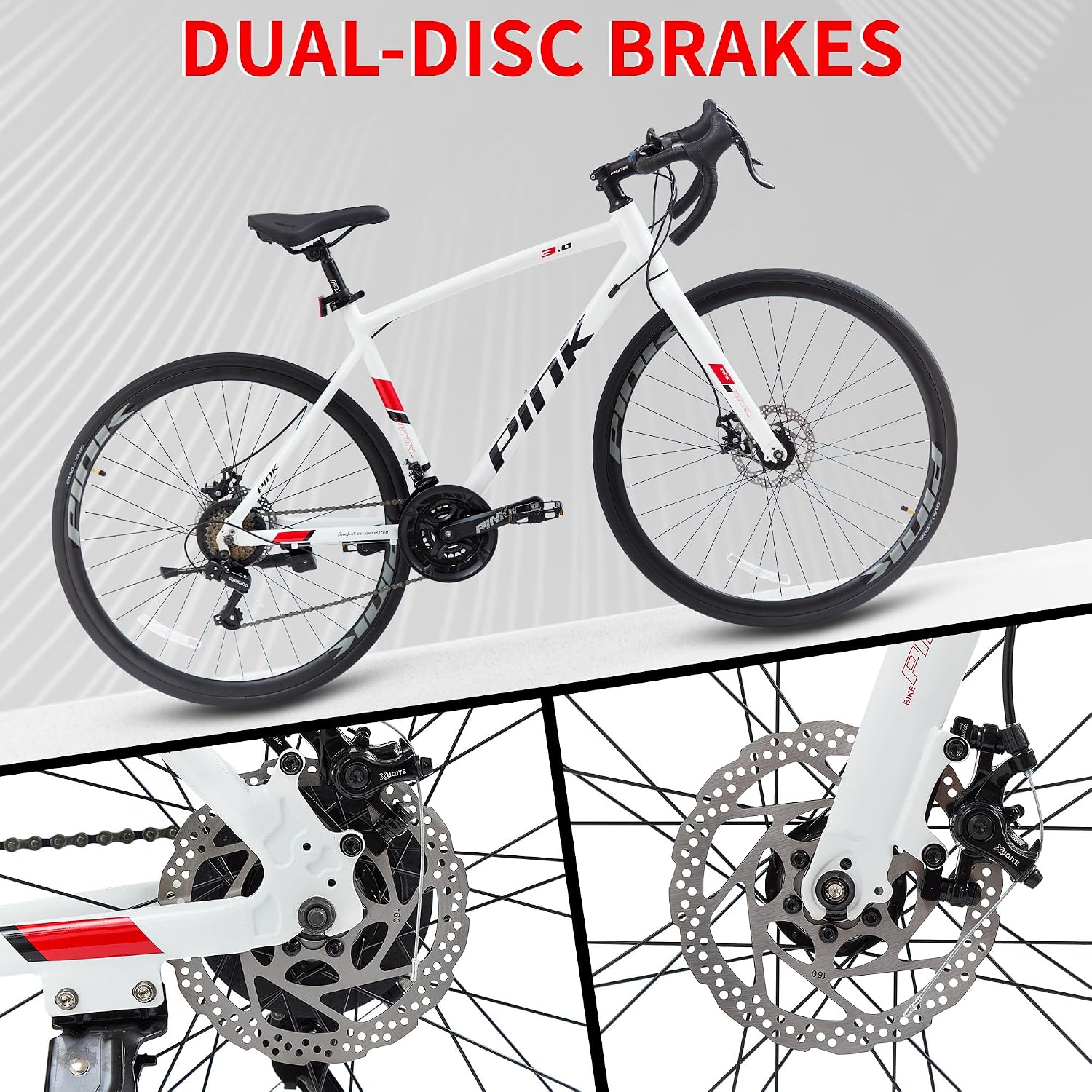 Road Bike, 700C City Commuter Bicycle, 21 Speeds Shimano Drivetrain Sport Racing Bike, Light Weight Aluminum Frame