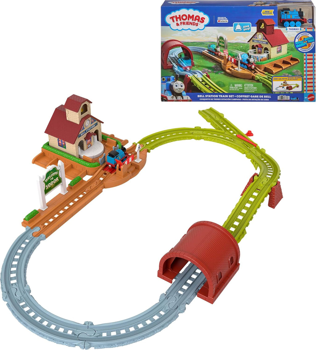 Thomas & Friends Bell Station Playset & Push-Along Thomas Toy Train | Includes 1 Engine & Track with Train-Play