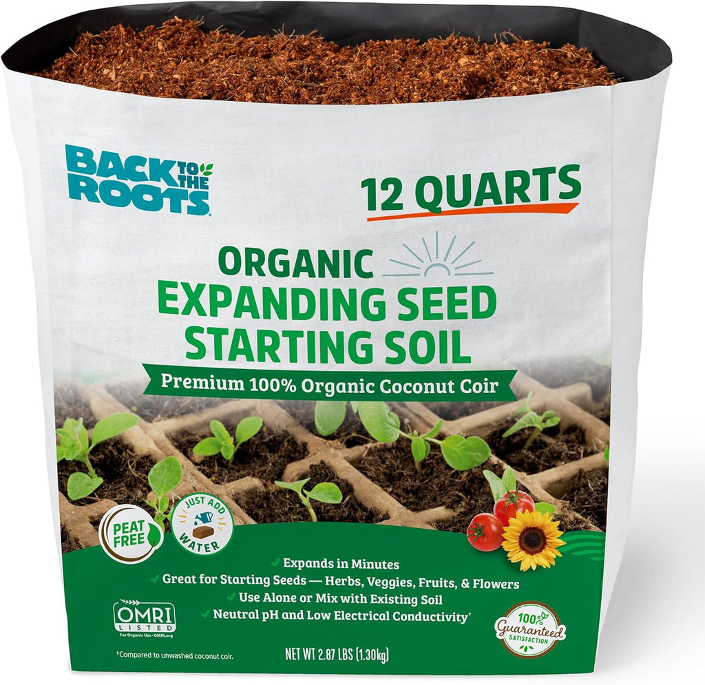 Organic Seed Starting, Compressed Block expands to 12 Quarts, Made for Herbs, Veggies, Flowers