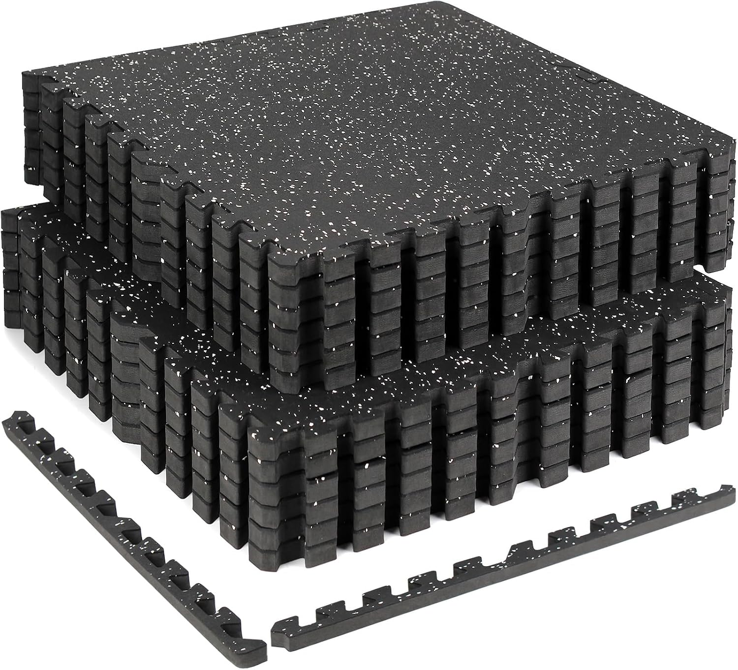0.79" Extra Thick Rubber Top Gym Flooring, 12 Tiles 48 Sq Ft Heavy Duty Interlocking Exercise Mats, High Density EVA