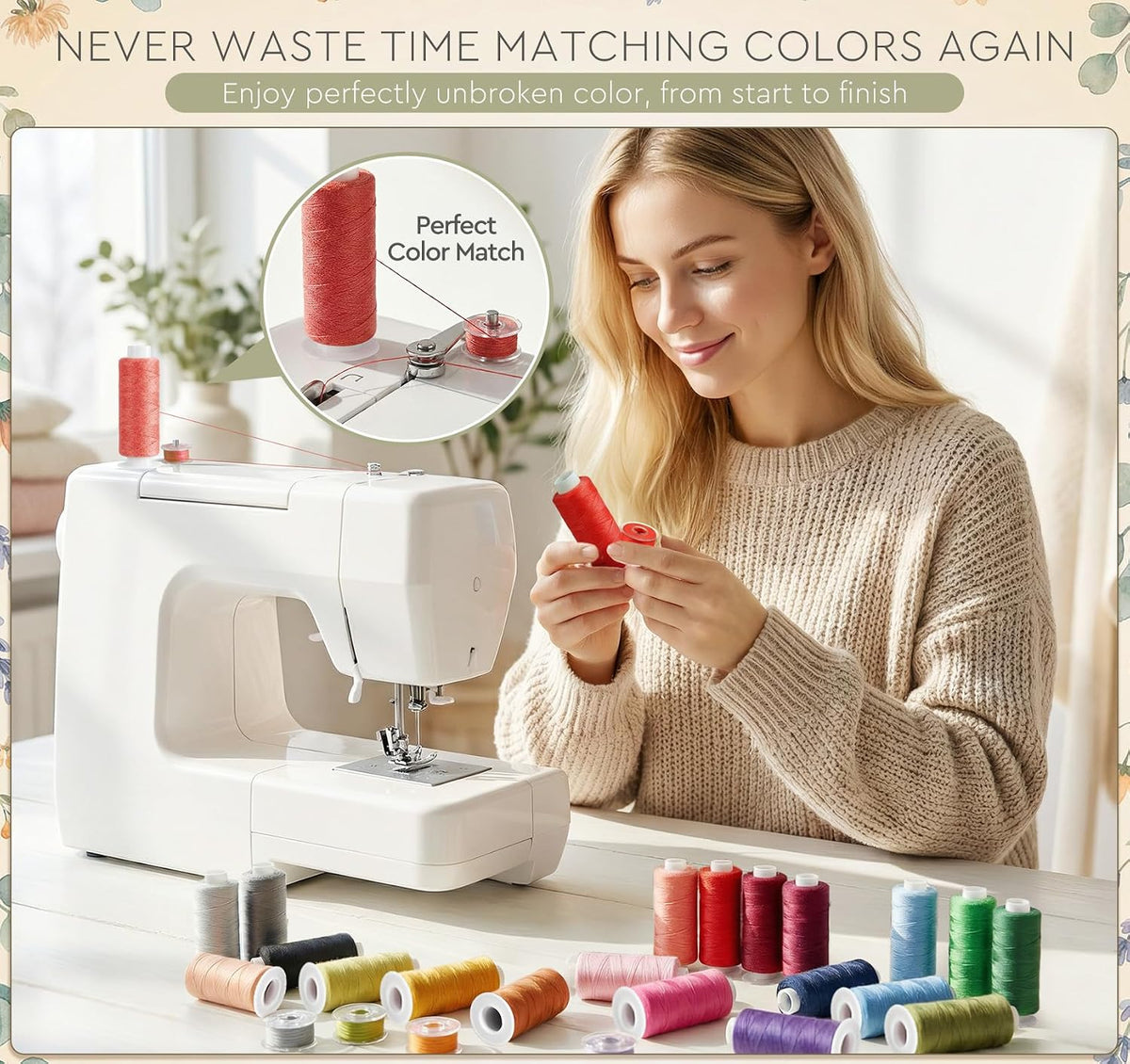 50Pcs Thread for Sewing, 400 Yards Sewing Thread kit, Prewound Bobbins Hand & Machine, Sewing Machine Thread