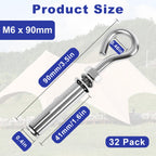 SRZTXU 32 Pack 1/4" X 3-1/2" Expansion Eye Bolt,Concrete Eyebolt Anchors