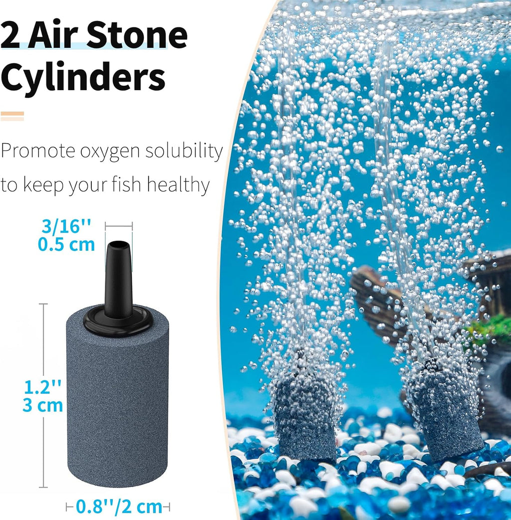 26 Feet Aquarium Air Tubing Standard 3/16" Airline Tubing Air Pump Accessories with Air Stones, Check Valves, Suction