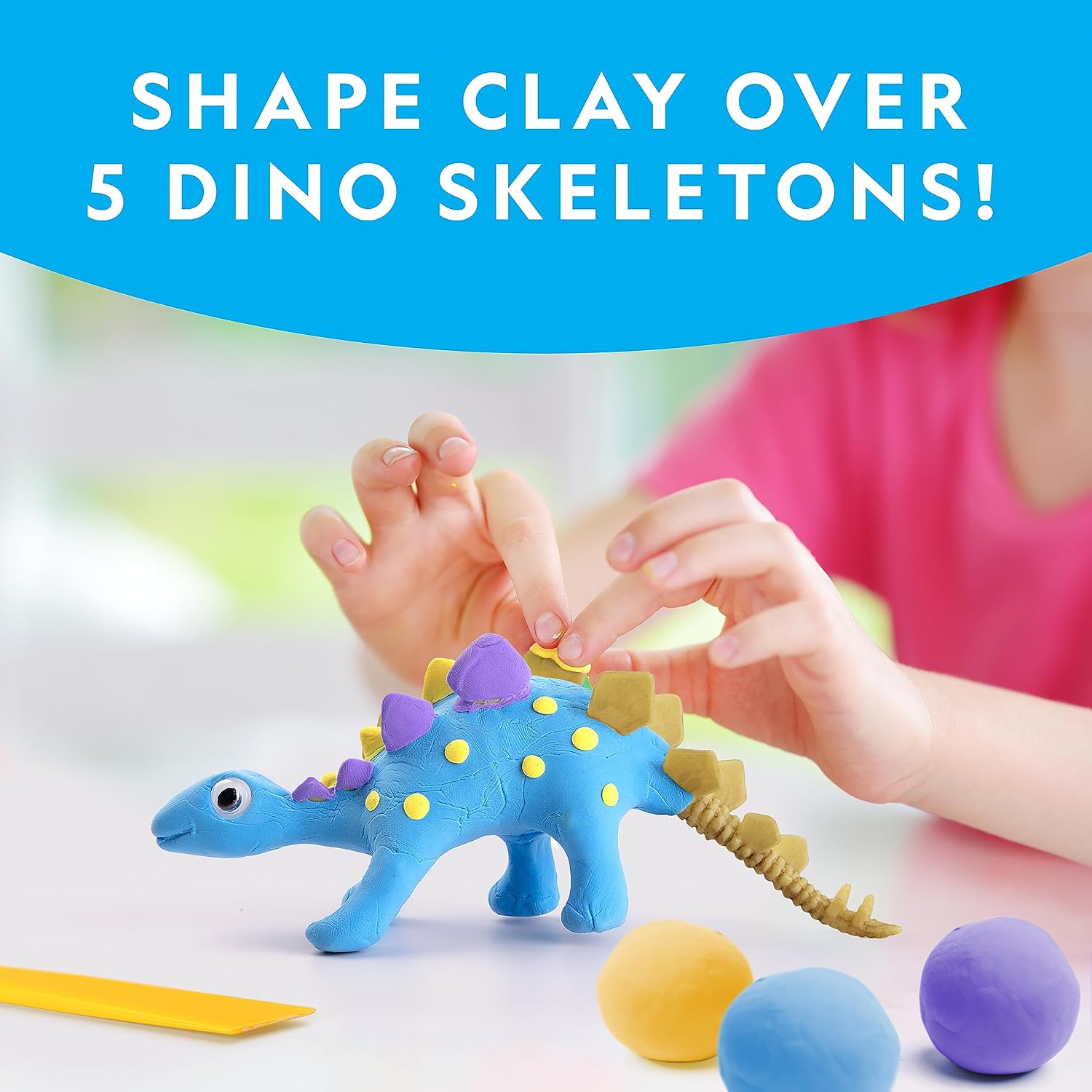 National Geographic Clay Dinosaur Arts and Crafts Activity Kit for Kids | Dinosaurs Toys, 5 Clay Colors, 5 Skeleton