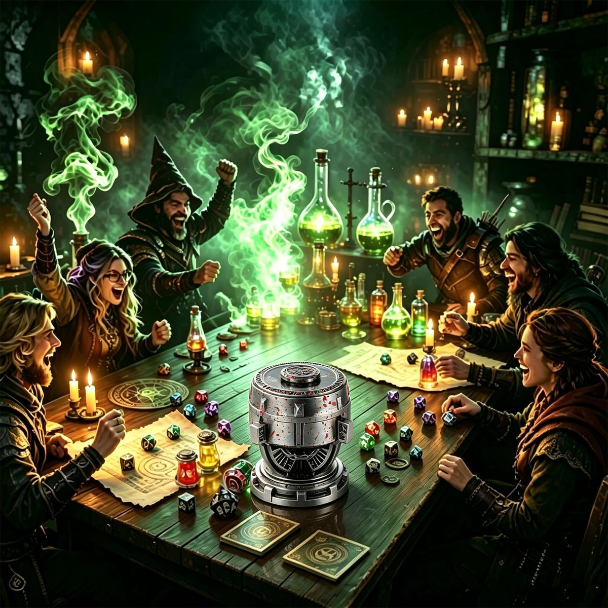 RPG Dice Set,7Pcs Bloodstained Alchemist Elixir Dice with Spinning Chalice