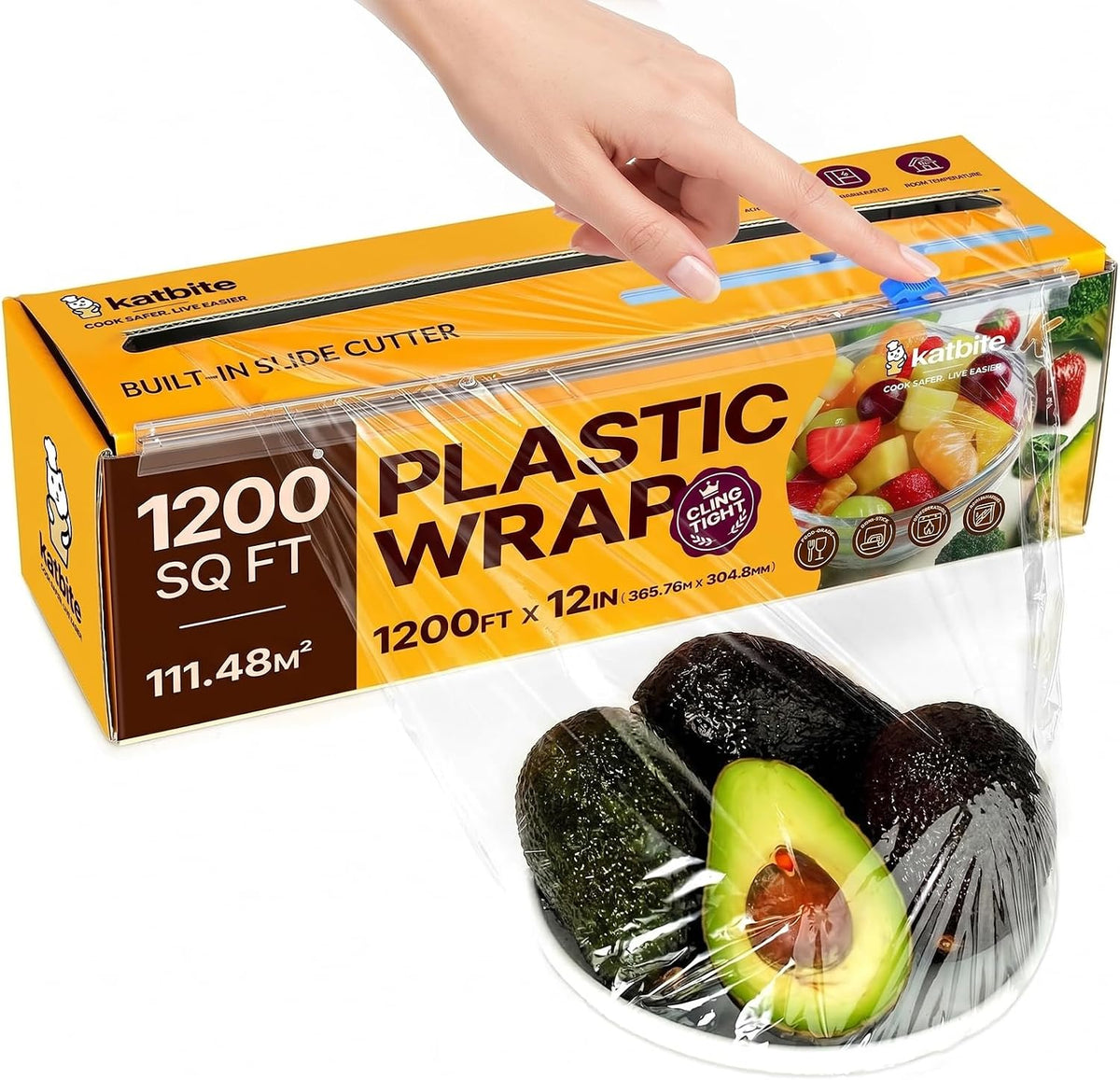 Plastic Wrap with Slide Cutter, 12 in x 1200 sq ft Cling Wrap