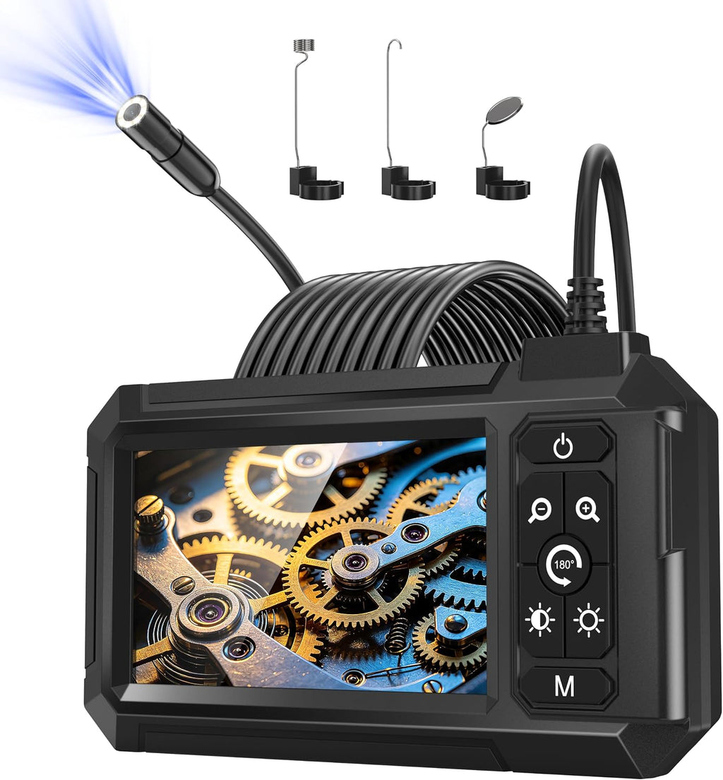 Endoscope Camera with Light, 1080P HD Borescope with 4.3" IPS Screen