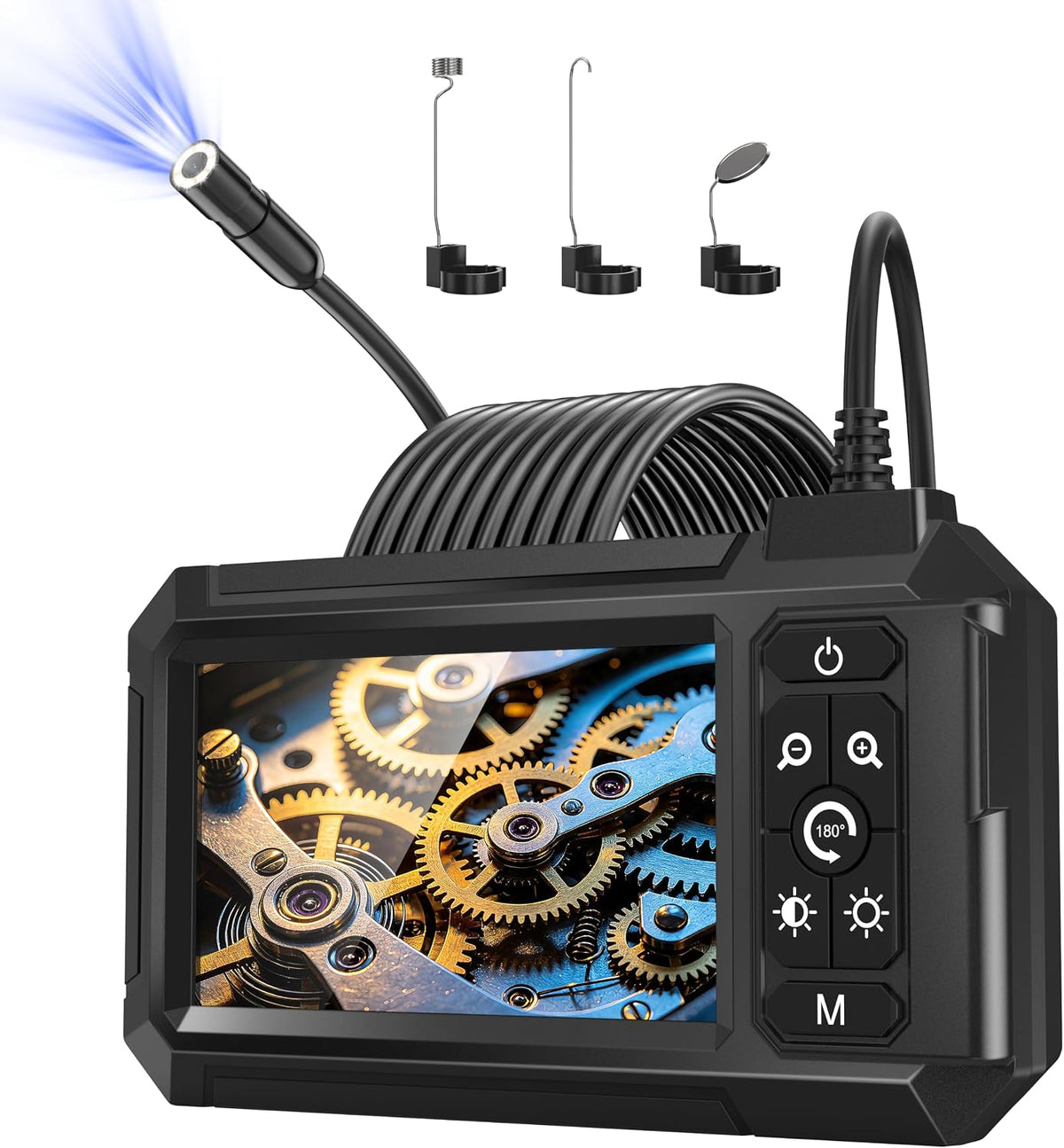 Endoscope Camera with Light, 1080P HD Borescope with 4.3" IPS Screen