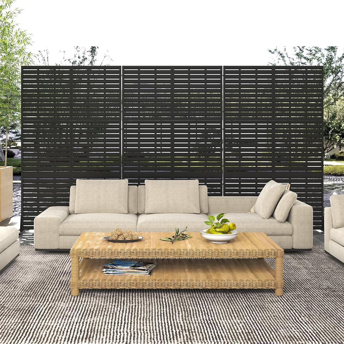 Metal Privacy Screen Outdoor Privacy Fence for Patio Balcony Deck Garden