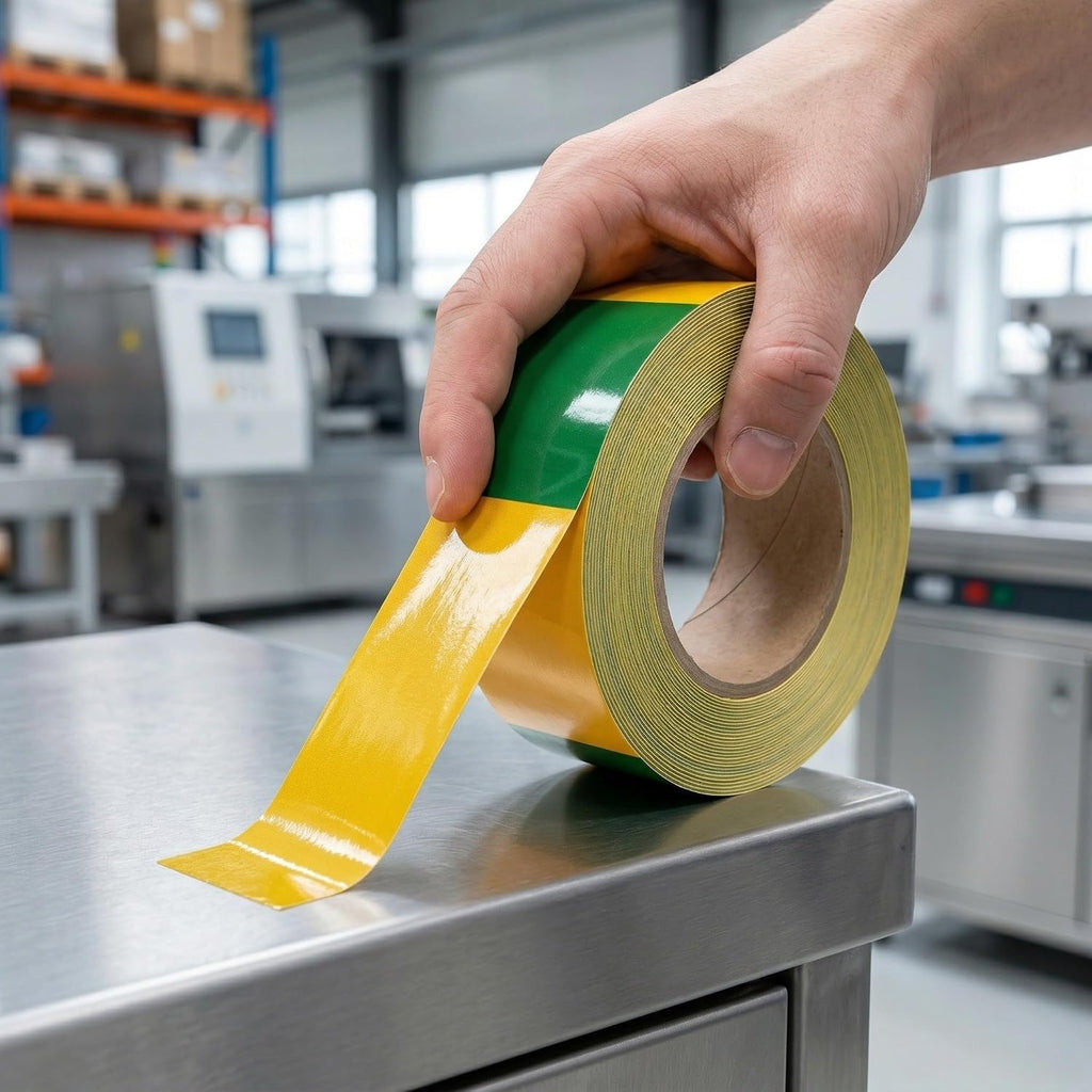 Reflective Yellow Green Safety Caution Tape PVC Floor Marking Roll