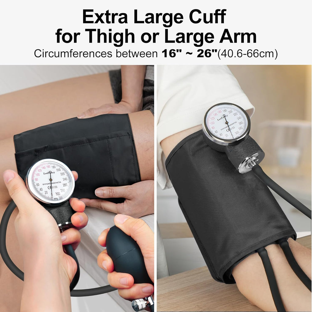 XXL Blood Pressure Cuff Manual Adult, Professional Thigh BP Cuff 16"-26", Extra Large Adult Size Sphygmomanometer