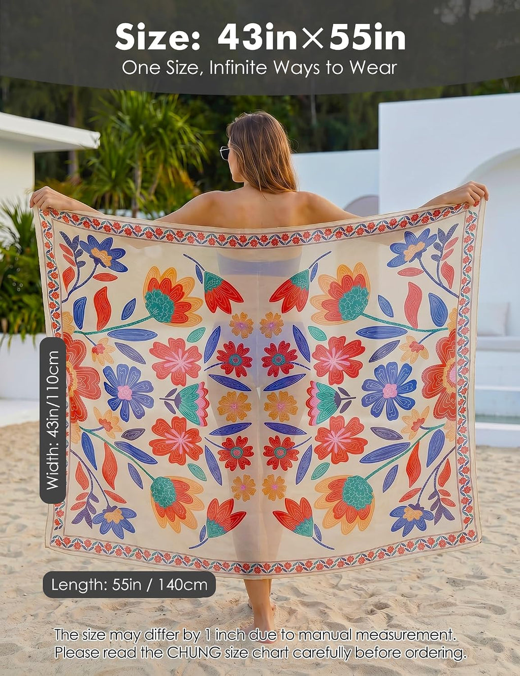 Women Sarong Wraps Chiffon Sheer Swimsuit Coverups Summer Beach Bathing Bikini Long Suit Cover Up