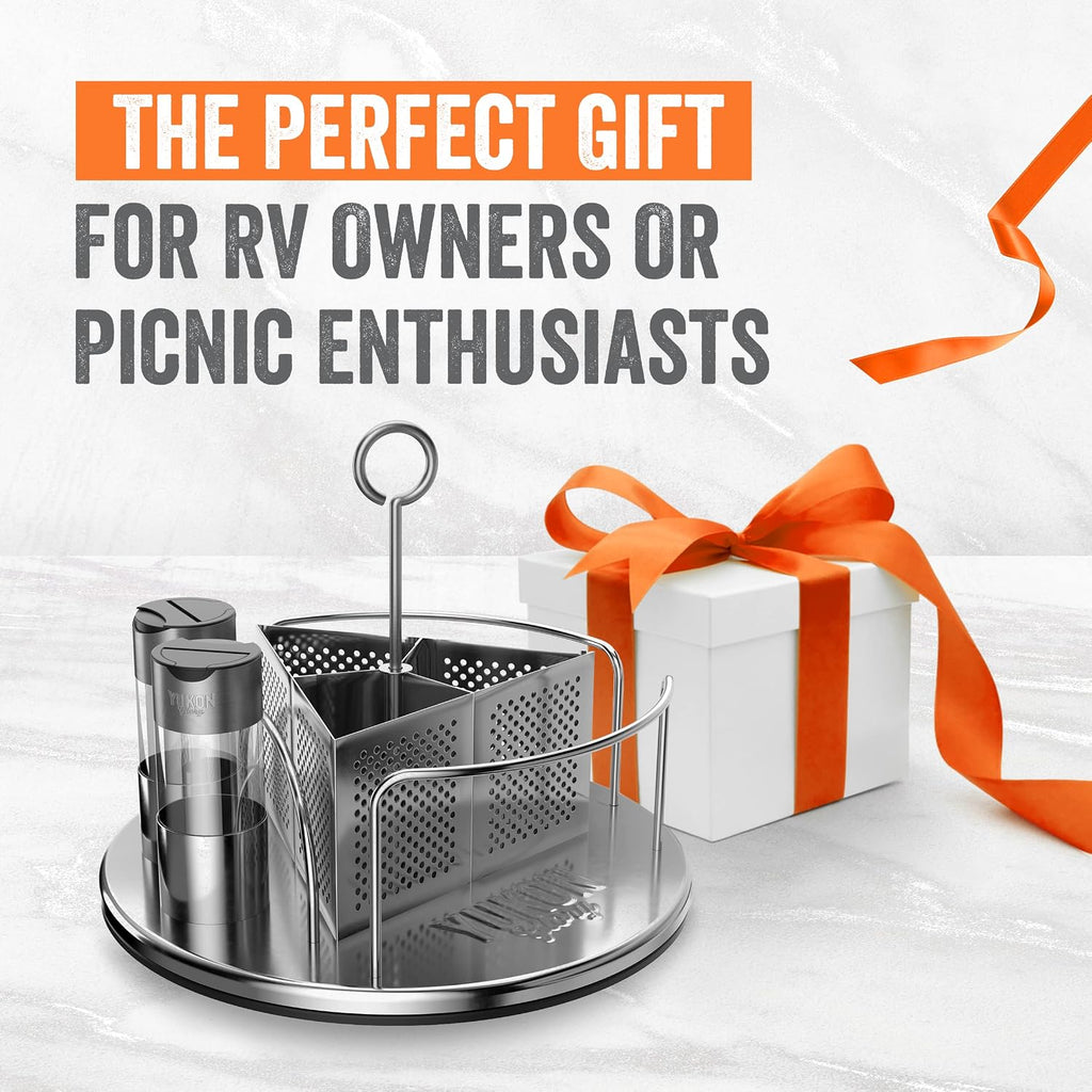Rotating Condiment Caddy, Stainless, 360-Degree