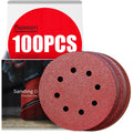 Sanding Disc 5 Inch 8 Hole, 100 Pcs Orbital Sanding Discs Hook and Loop, Sandpaper for Wood, 40 60 80 120 220 Grit