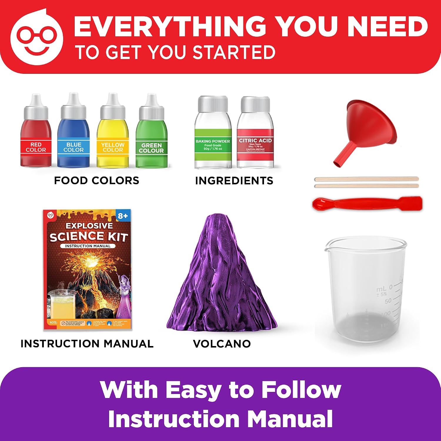 Explosive Science Experiments Kit for Kids Ages 8+ | Erupting Volcano Science Kits for Kids Ages 8-12, Birthday Gift