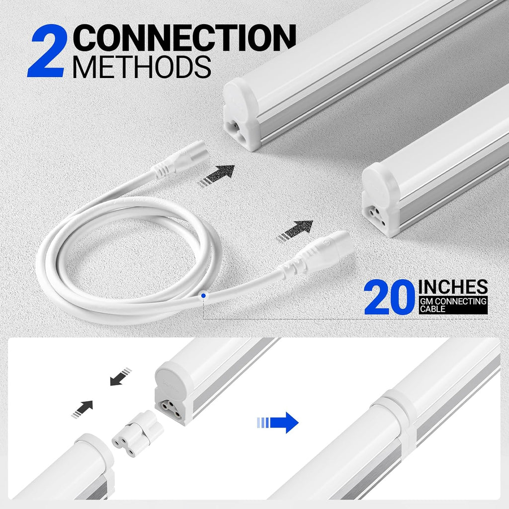 Barrina T5 LED Shop Light 2FT, 1100LM, 10W, 5000K (Daylight White), 2 Packs