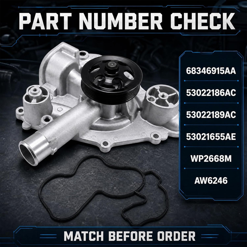 Engine Water Pump V8 for Chrysler 300 2011-2020, Dodge Challenger, Charger 2011-2020, Durango 11-20, Grand Cherokee 2012-2020 OE#AW6653