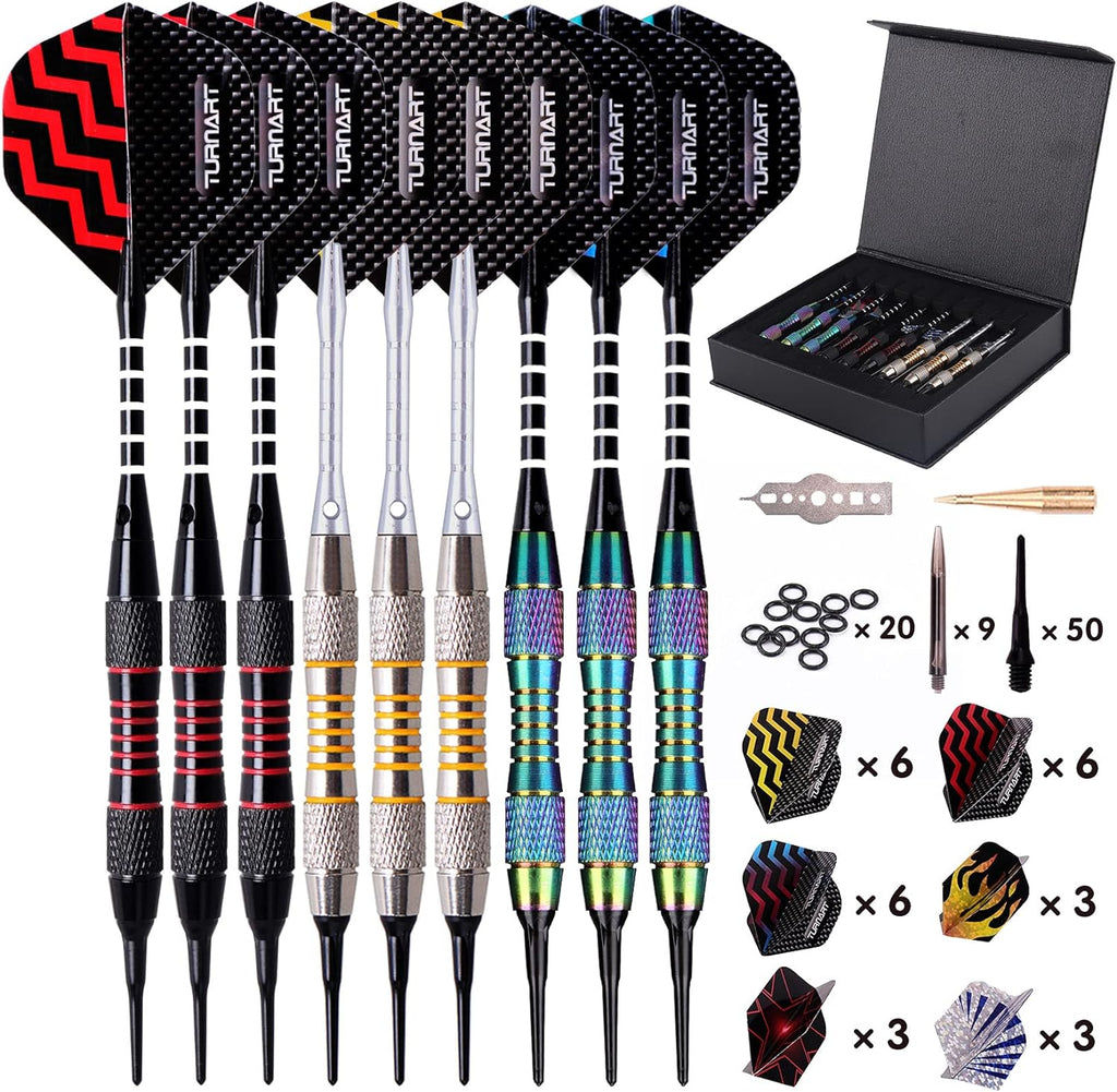 Darts Plastic Tip 9 Pcs 18 Grams Professional Soft Tip | Darts Set for Electronic Dartboard with 50 Extra Tips 9