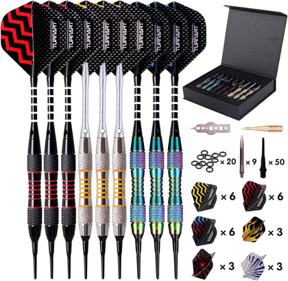 Darts Plastic Tip 9 Pcs 18 Grams Professional Soft Tip | Darts Set for Electronic Dartboard with 50 Extra Tips 9