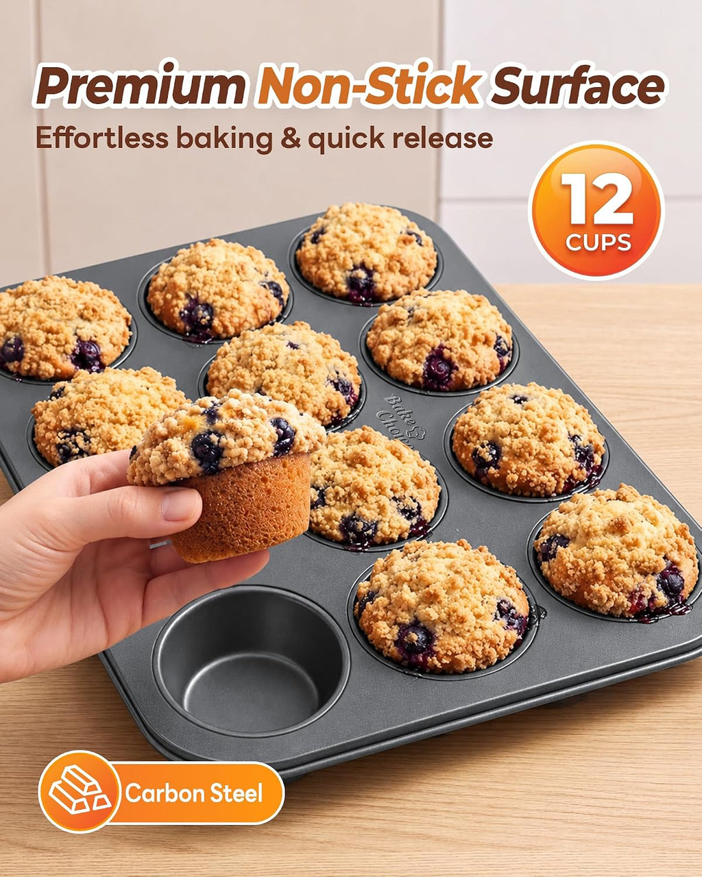 Muffin Pan for Baking, Standard Cupcake Pan, Nonstick 12 Cup