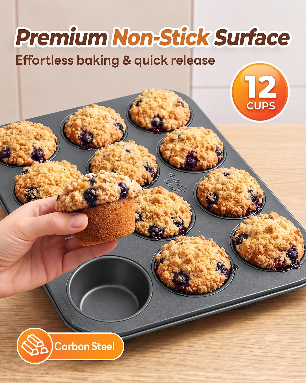 Muffin Pan for Baking, Standard Cupcake Pan, Nonstick 12 Cup