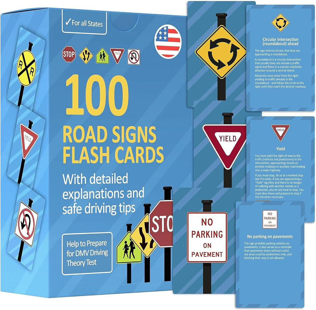 Road Signs Flash Cards with Detailed Explanations and Safe Driving Tips - Stocking Stuffers for Teens, Teen Boy