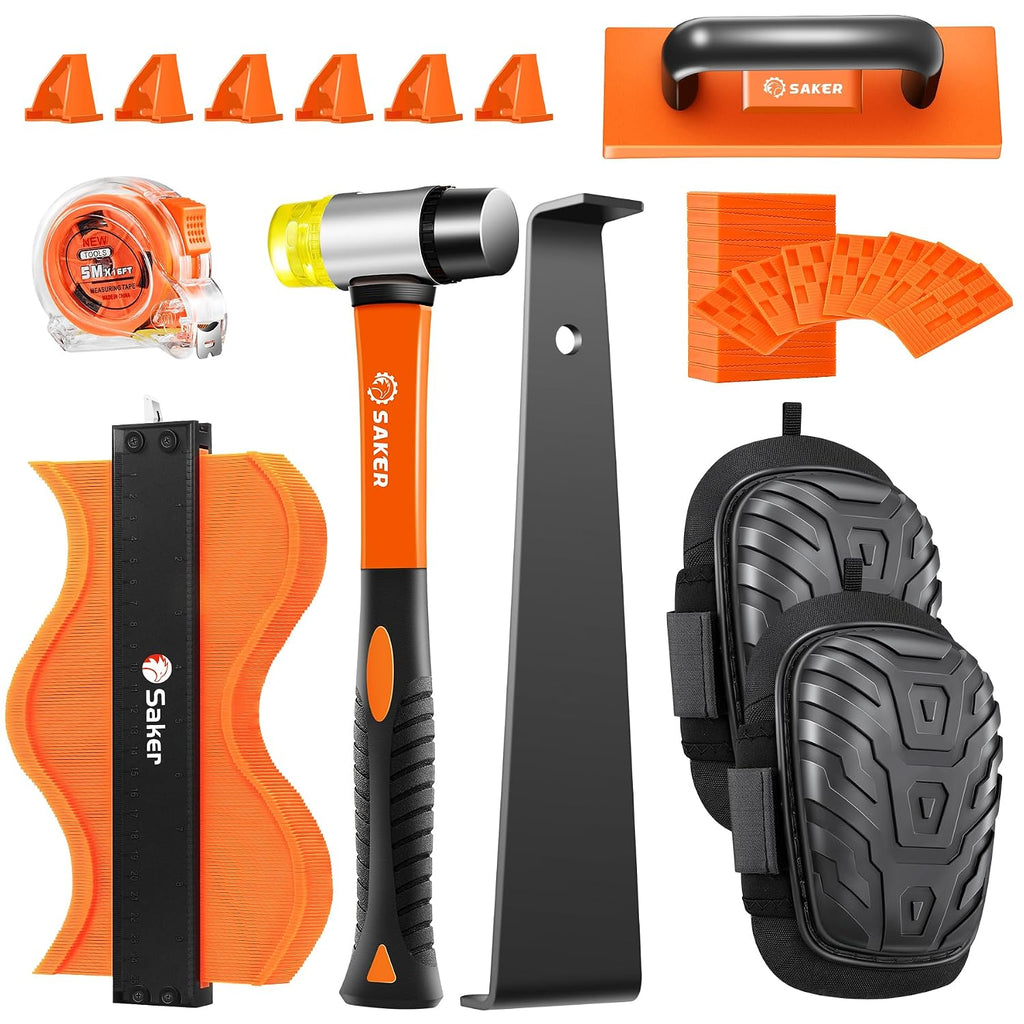 Laminate Flooring Tools, 107-Piece Wood Flooring Installation Kit with 100 Flooring Spacers,Tapping Block with