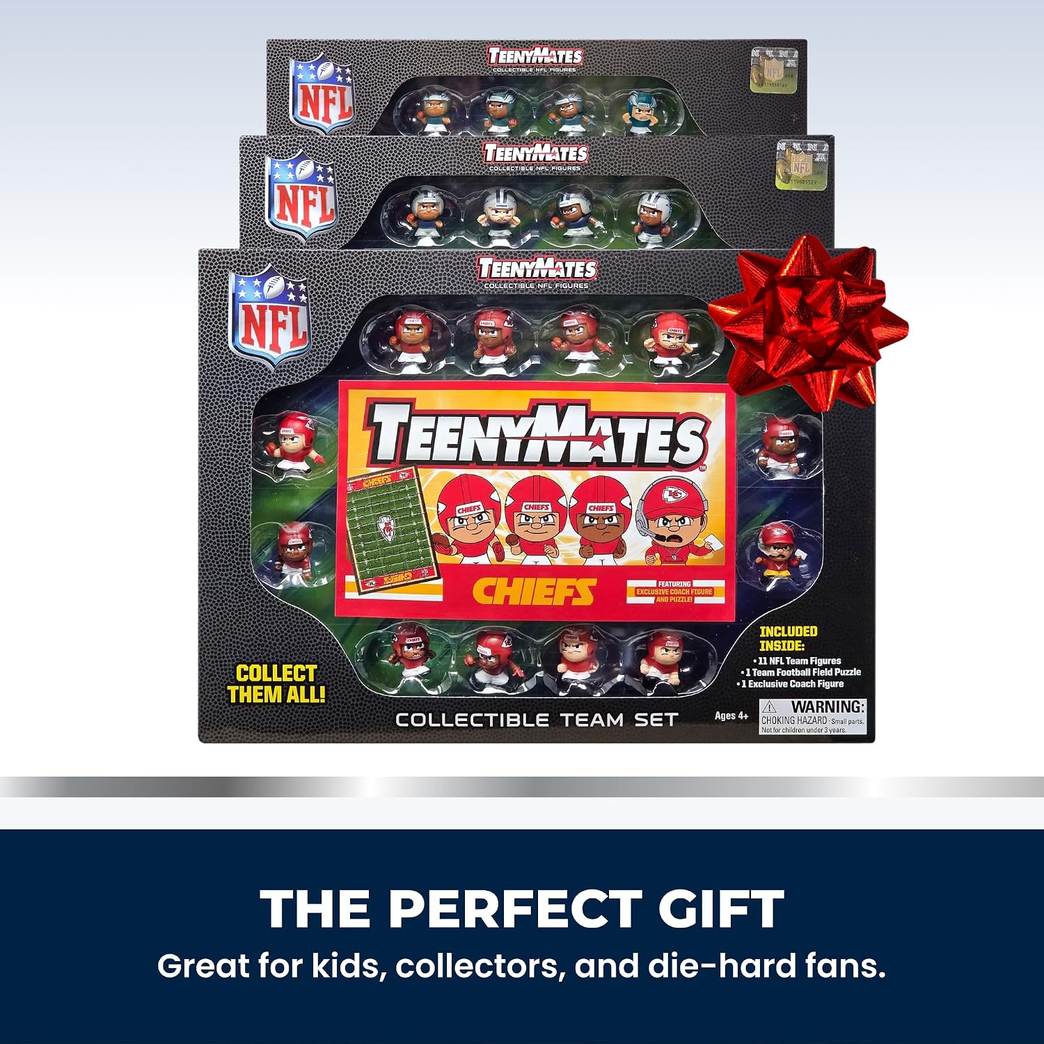 TeenyMates NFL Action Figures Gift Set, with 11 Player Figures, Coach & Collectible Field Puzzle, NFL Football Toys