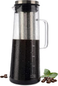 Cold Brew Coffee Maker Pitcher - 1.4L/48oz Glass Carafe with Lid and Spout and Removable Stainless Steel Filter