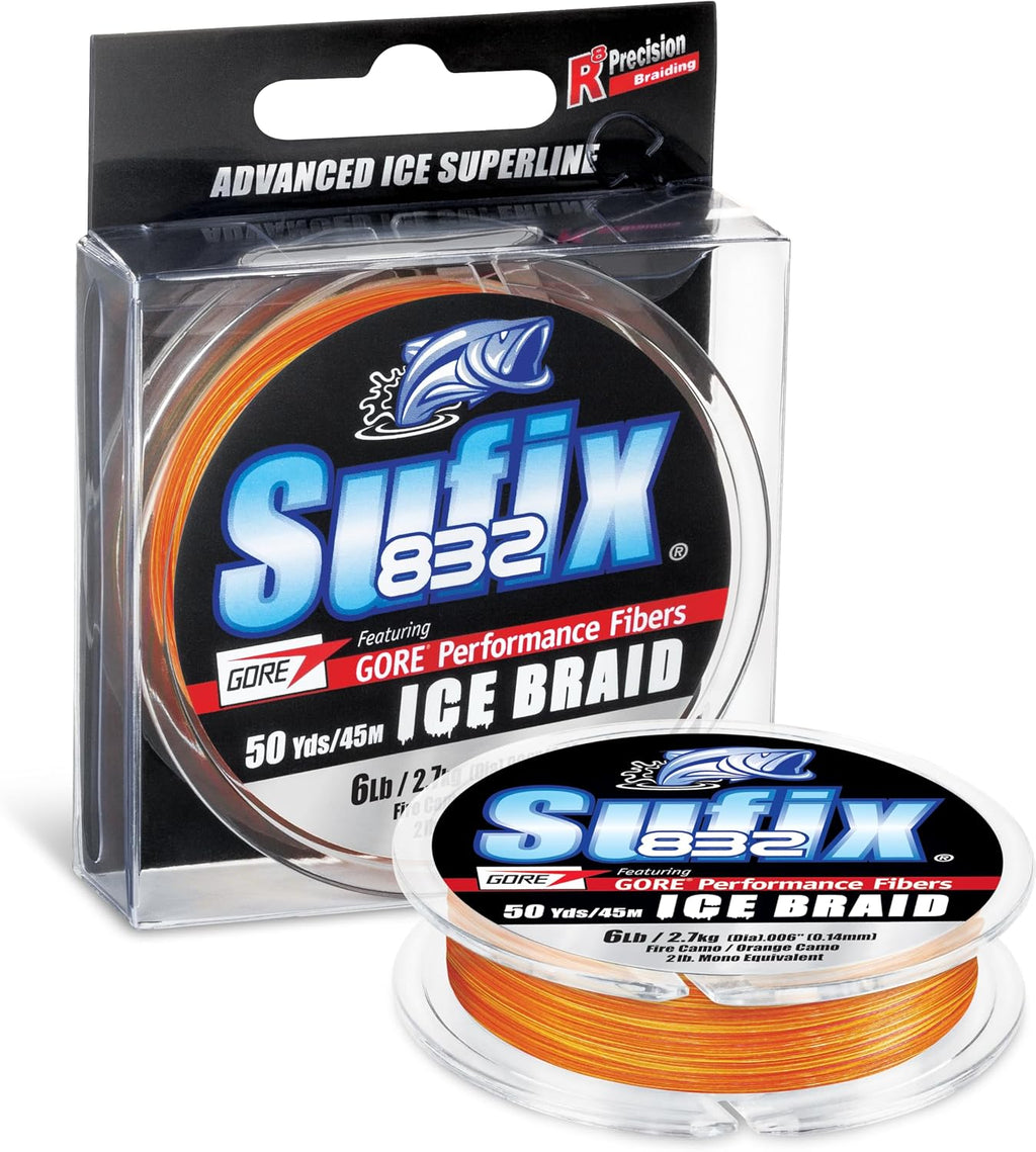 Advanced 832 Ice Braid Fishing Line, High-Strength, Low-Stretch Ice Fishing Braid for Extreme Cold Durability, 50