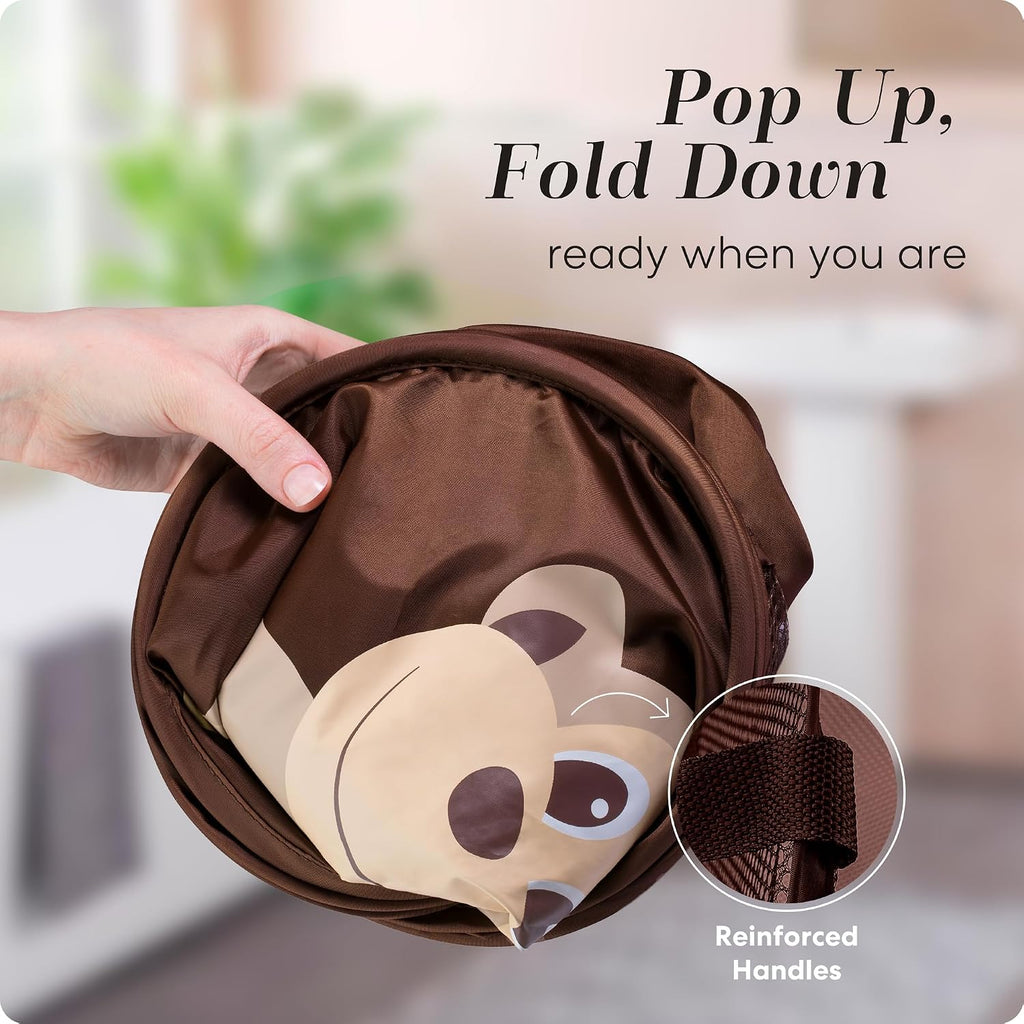Collapsible Mesh Pop Up Laundry Hamper with Side Pocket – Breathable, Space-Saving, Foldable Basket for Clothes