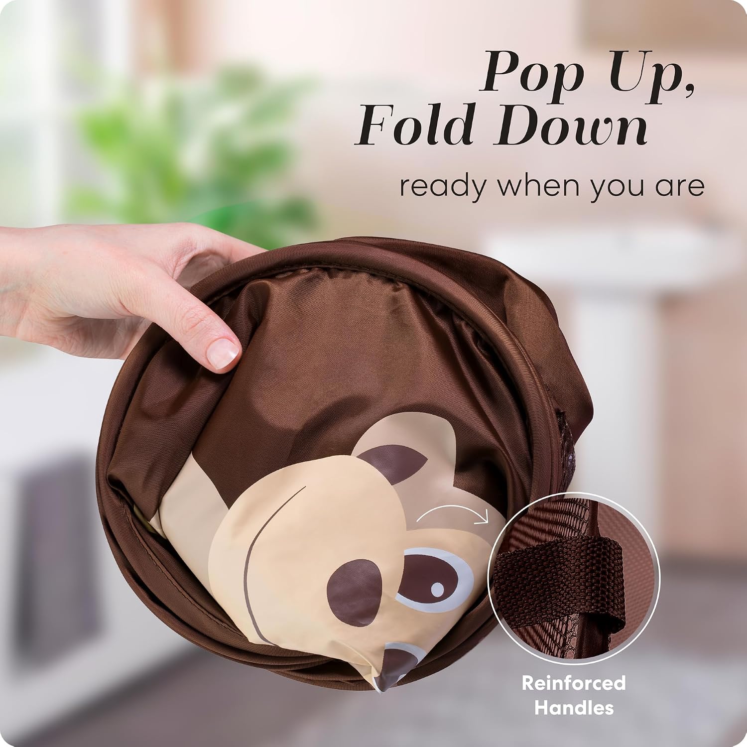 Collapsible Mesh Pop Up Laundry Hamper with Side Pocket – Breathable, Space-Saving, Foldable Basket for Clothes