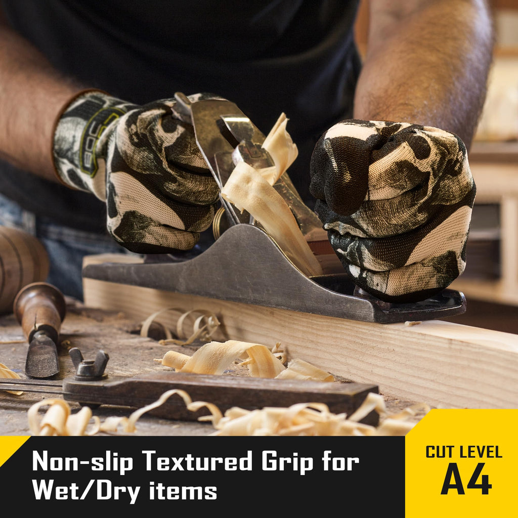 2 Pairs A4 Cut Resistant Safety Work Gloves with Grip for Men