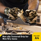 2 Pairs A4 Cut Resistant Safety Work Gloves with Grip for Men